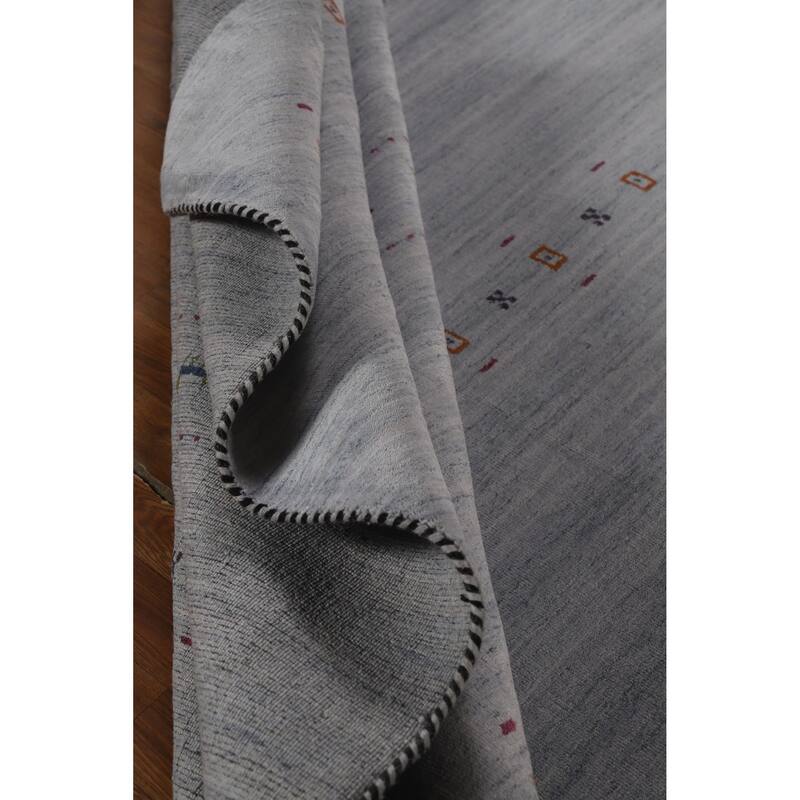 Hand Knotted Oriental 100% Wool Carpet Tribal Animal Pictorial Greys & Charcoal Gabbeh Area Rug - 9' 9'' X 8' 2''