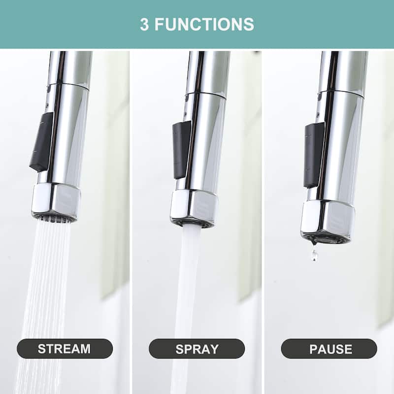 WOWOW Double Handle Pull Down Kitchen Faucet