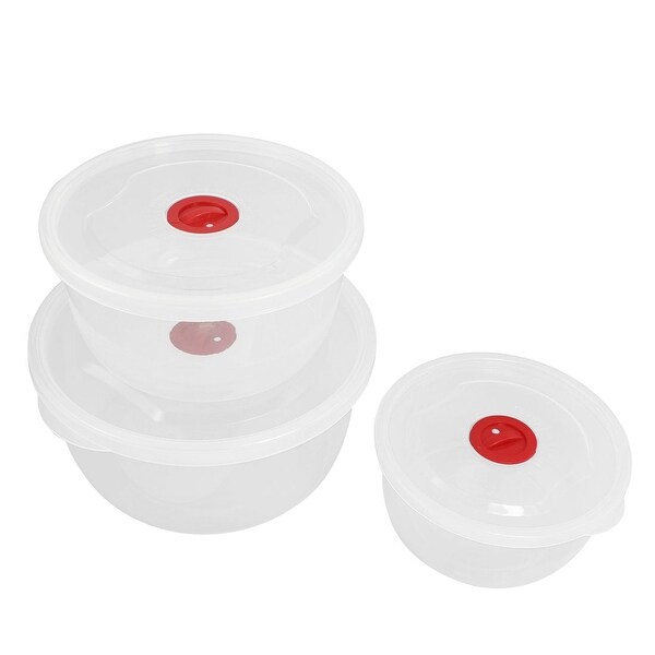Unique Bargains 3 Pcs 500ml 900ml 1400ml Microwave Safe Vented Lid Food Storage Container