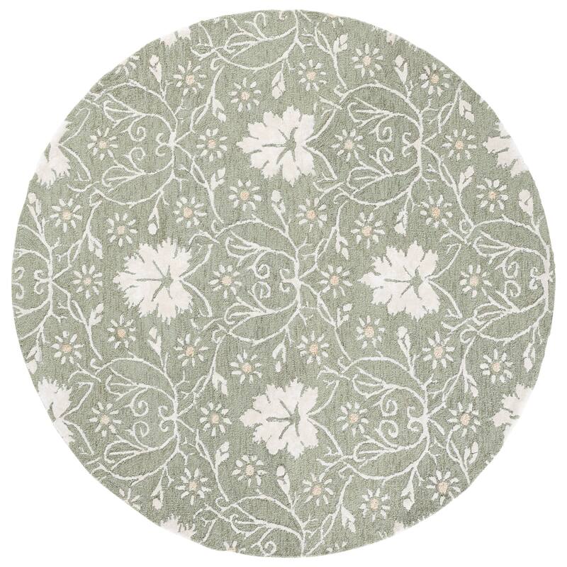 SAFAVIEH Handmade Glamour Hadwiga Wool Rug - 6' Round - Sage/Ivory