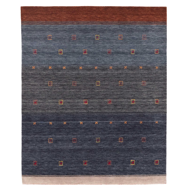 ECARPETGALLERY Hand Loomed Kashkuli Gabbeh Navy Wool Rug - 6'7 x 8'1