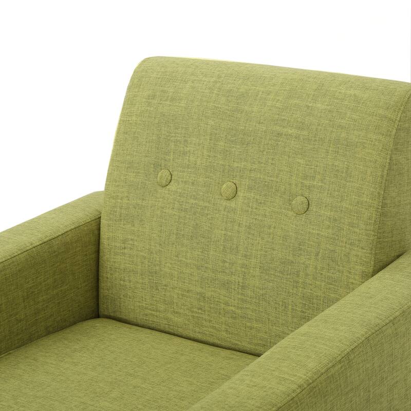 Roomfitters Modern Upholstered Club Chair with Cushioned Seat, Button-Tufted Back and Wooden Legs for Living Spaces, Green