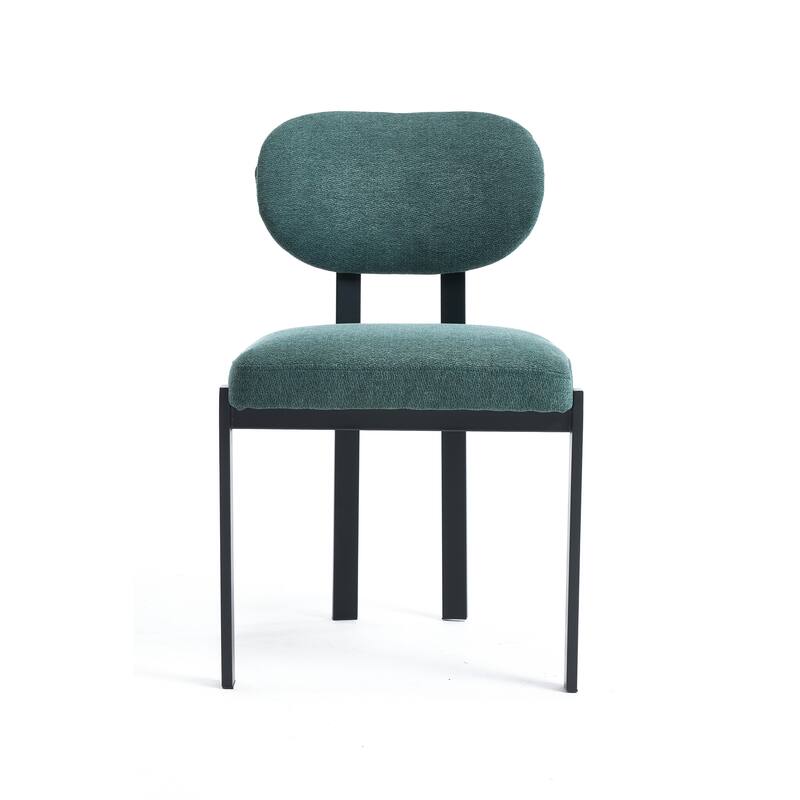 Modern Dining Room Chairs, Mid-Century Upholstered Boucle Kitchen Dining Chairs with Black Metal Legs