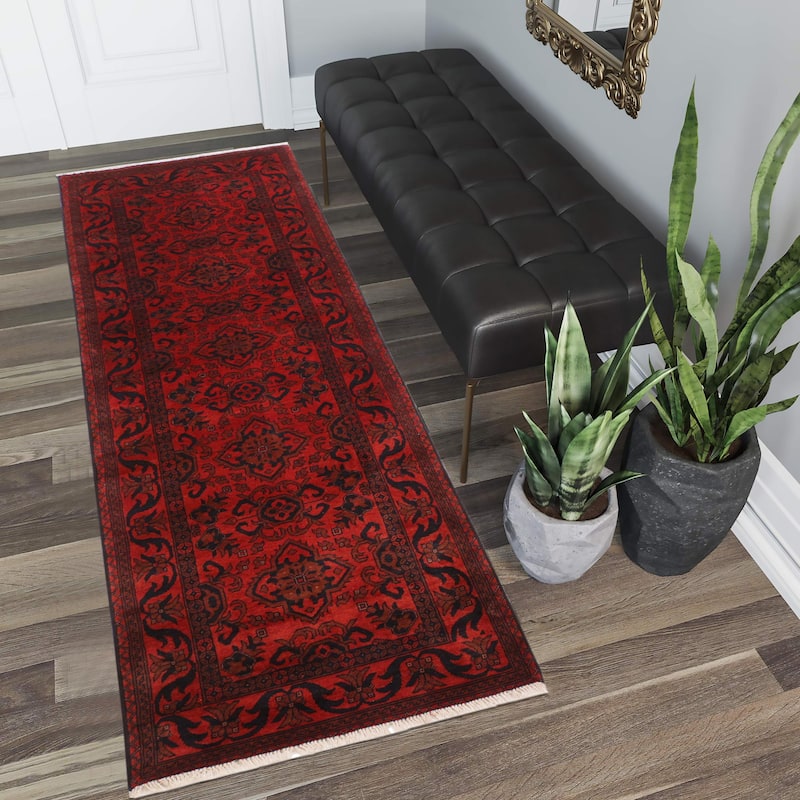 Tribal Biljik Khal Mohammadi Antonio Red/Black Runner - 2'9'' x 9'2''