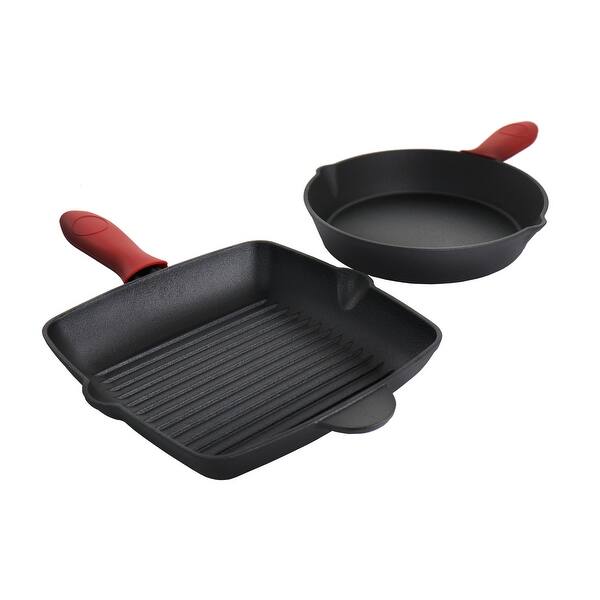 MegaChef Pre-Seasoned 3 Piece Cast Iron Skillet Set