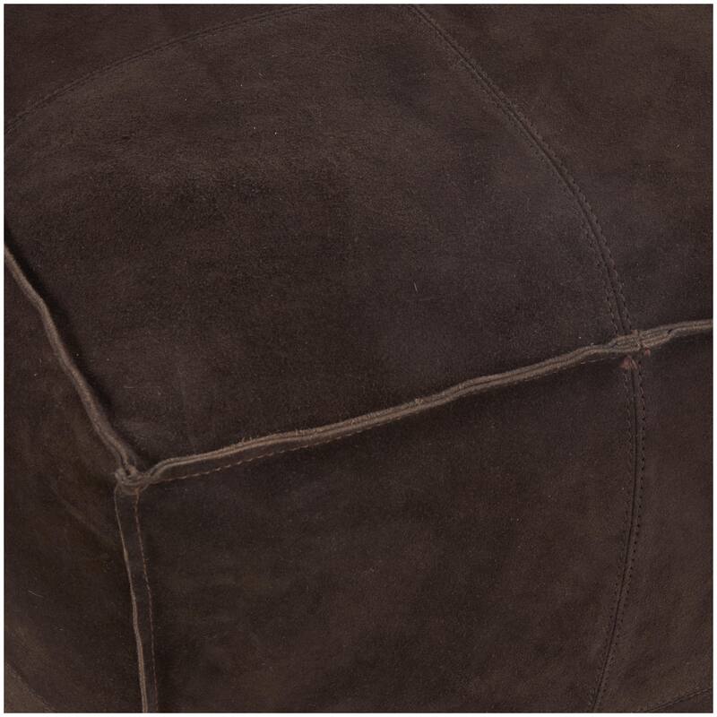 Leather Low Profile Square Pouf with Patchwork Design - Brown, Gray or Dark Brown- Roche River Decor