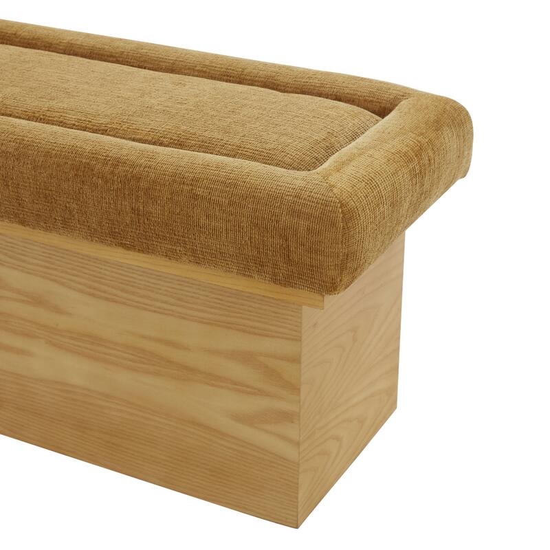 SAFAVIEH Couture Trudy Chenille And Wood Bench - 51"W x 17"D x 18"H