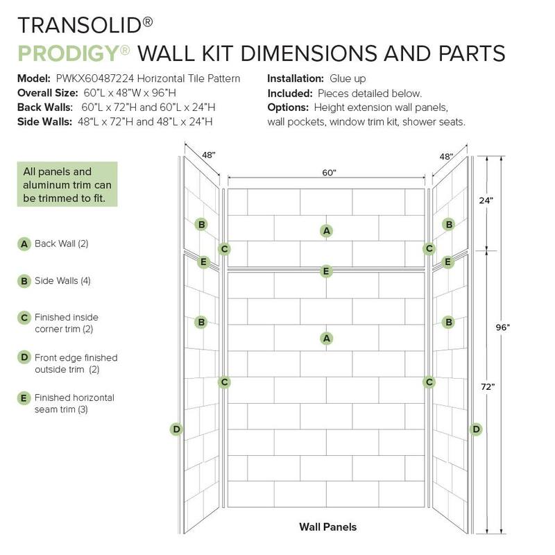 Transolid PWKX60487224 Prodigy 96" H x 60" W x 48" D Three Panel