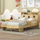 preview thumbnail 2 of 12, Full Size Car Bed with Bear Headboard, USB, LED, and Hidden Storage, Natural