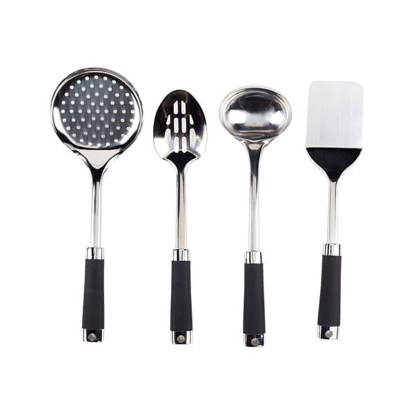 3-peice Stainless Steel Turner Ladle Set with Wooden Handle