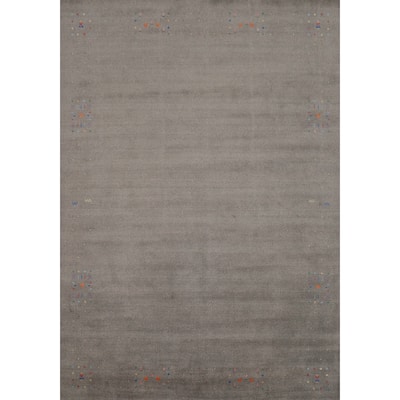 Hand Knotted Oriental 100% Wool Carpet Tribal Animal Pictorial Greys & Charcoal Gabbeh Area Rug - 12' 6'' X 9' 4''