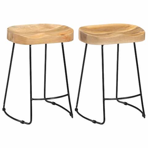 vidaXL Gavin Bar Stools 2 pcs Solid Mango Wood - 18.1" x 15" x 20.5"