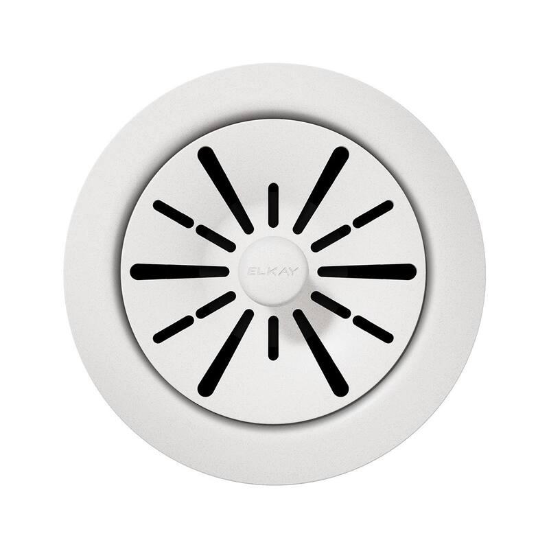 Elkay Quartz Perfect Drain 3-1/2" Polymer Disposer Flange with Removable Basket Strainer and Rubber Stopper - Ricotta