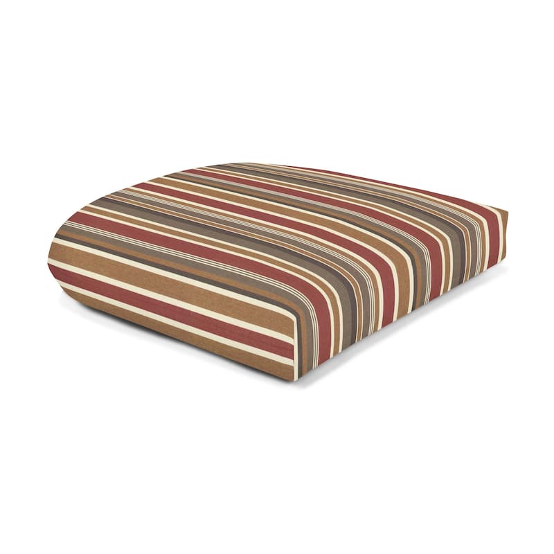 Sunbrella® Stripe Fabric 1-Piece Indoor/Outdoor Wicker Seat Pad, 18"W x 18"L - Brannon Redwood