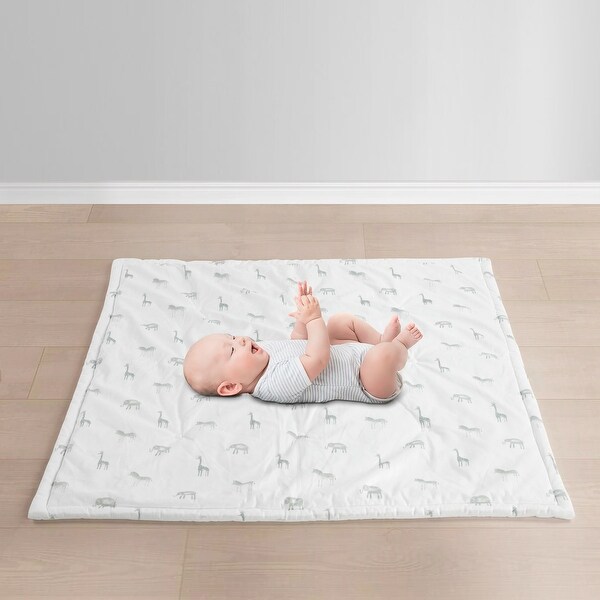 Lush Decor Jungle Adventure Babydecke – Sherpa-Rückseite, Grau, Mit Giraffen, Elefanten, Zebras, 76,2x101,6 Cm, OEKO-TEX Zertifiziert