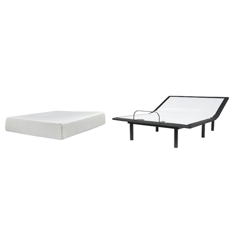 Signature Design by Ashley Chime 12 Inch Memory Foam Black/White 2-Piece Mattress Package - Queen