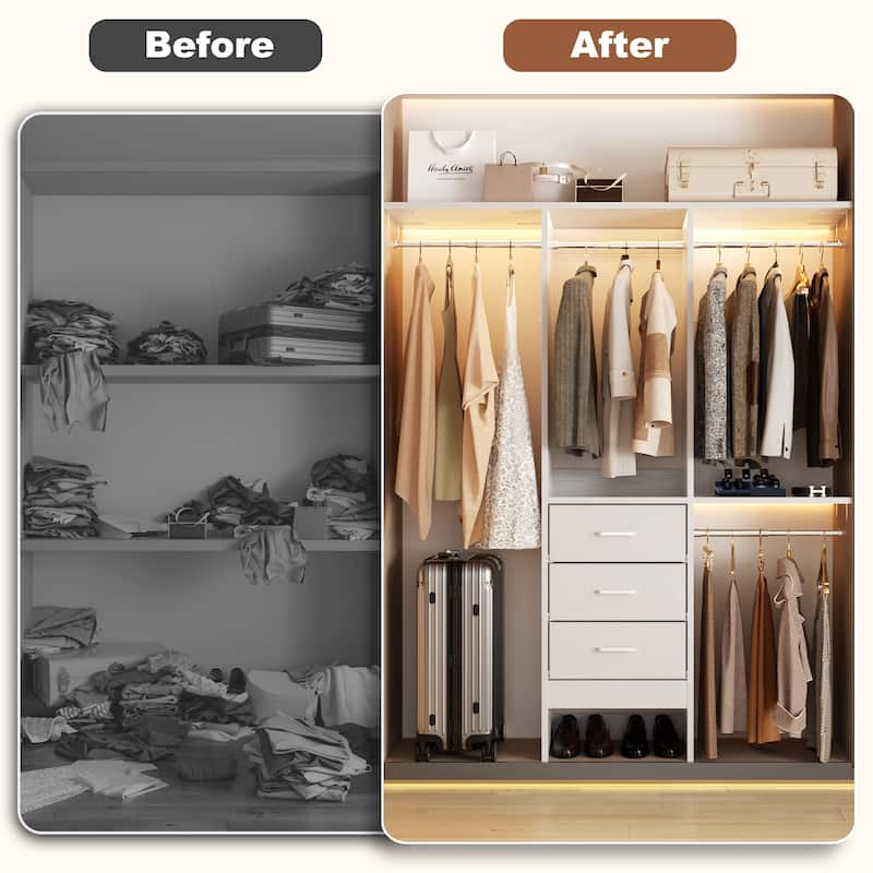 4FT Kid's Closet Syatem with Fabric Drawers for Small Closet, Closet Organizer for Walk-in/ Reach-in Closet