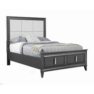 Shop Transitional Queen Storage Bed With Fabric Headboard Gray And Cream On Sale Overstock 31992952