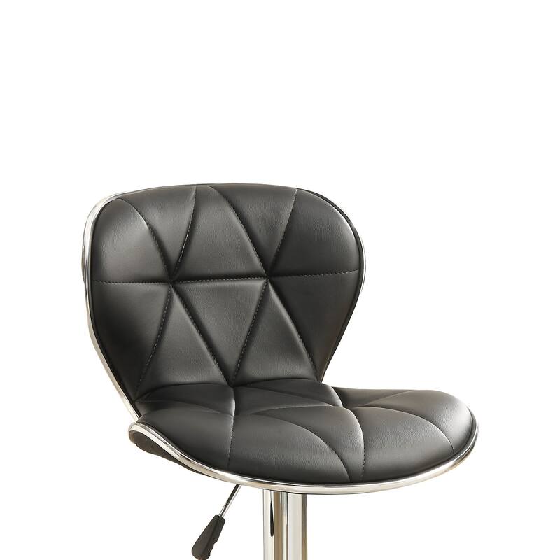 Set Of 2 Adjustable Black Pu Bar Stools