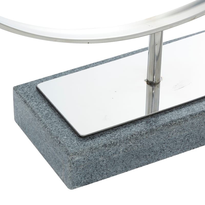 Black Stainless Steel Metal Geometric Decorative Sculpture with Stand - 19 x 4 x 23