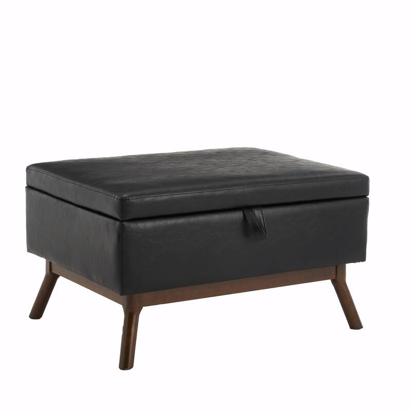 Mid-Century Modern Square Coffee Table with Storage Bench