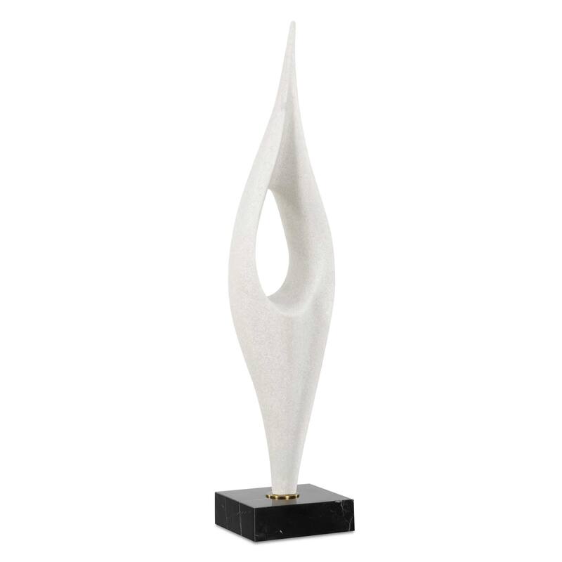 Uttermost Fluid Drop White Stone Sculpture - 5.00 W x 24.25" H x 5.00" D