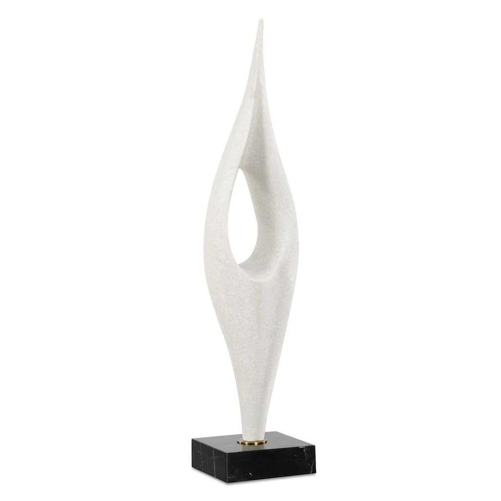 Uttermost Fluid Drop White Stone Sculpture - 5.00 W x 24.25" H x 5.00" D