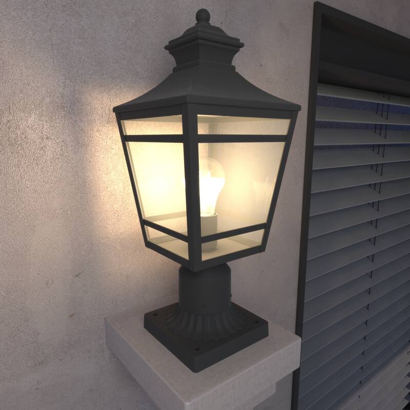 Elegant 16.5-Inch Black Outdoor Wall Sconce with Clear Glass - Large Waterproof Lighting Fixture for Porch, Patio, and Garage - 2 Pack - Floor Mount