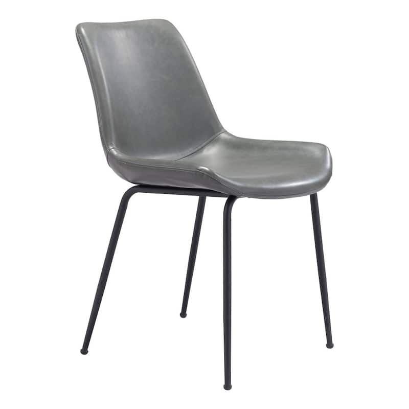 HomeRoots Set of Two Gray And Black Upholstered Faux Leather Dining Side Chairs - 19.7