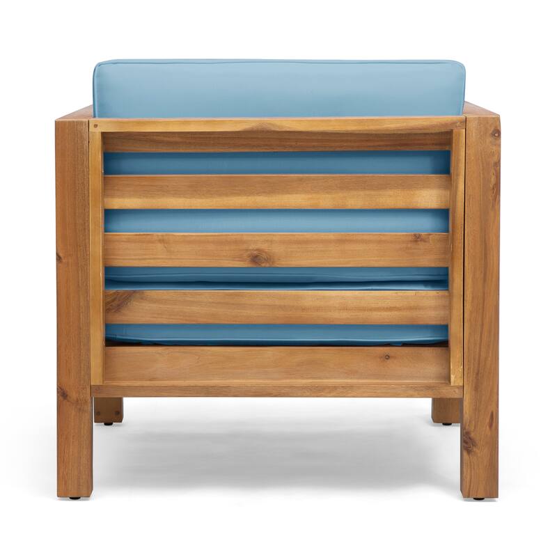 Oana Outdoor 4 Seater Acacia Wood Club Chair and Coffee Table Set by Christopher Knight Home