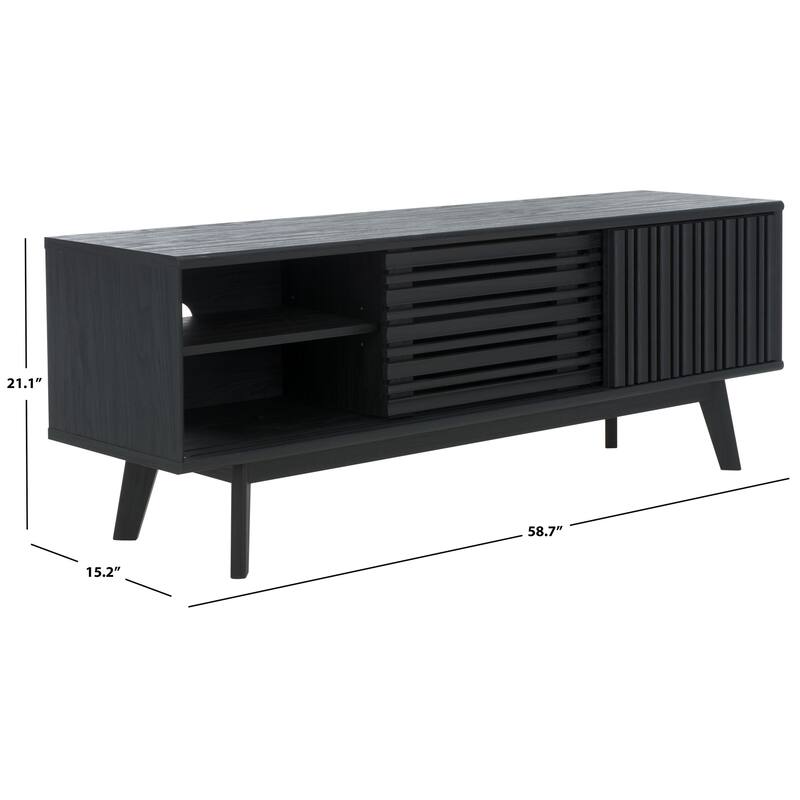 SAFAVIEH Home Esma 3 Door Media Stand. - 59Wx15Dx21H - Black.