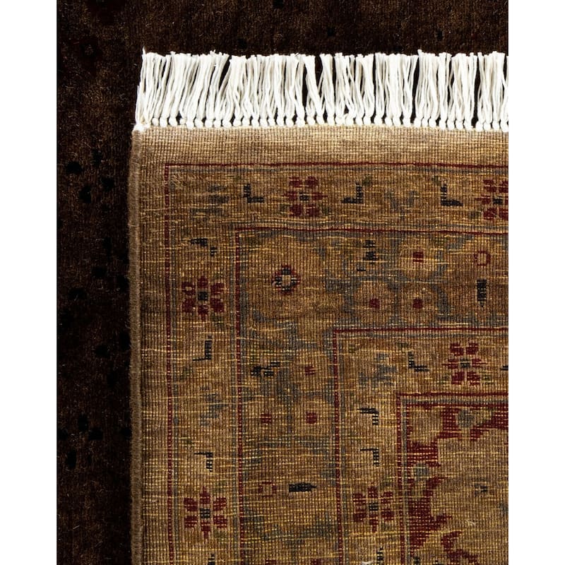 Overton Hand Knotted Wool Vintage Inspired Modern Contemporary Overdyed Brown Area Rug - 8' 3" x 16' 0"