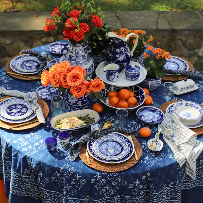 Euro Ceramica Blue Garden Breakfast Set (Sugar and Creamer) - 3.9 x 3.9 x 3.8 Sugar; 6.3 x 3.5 x 4 Creamer