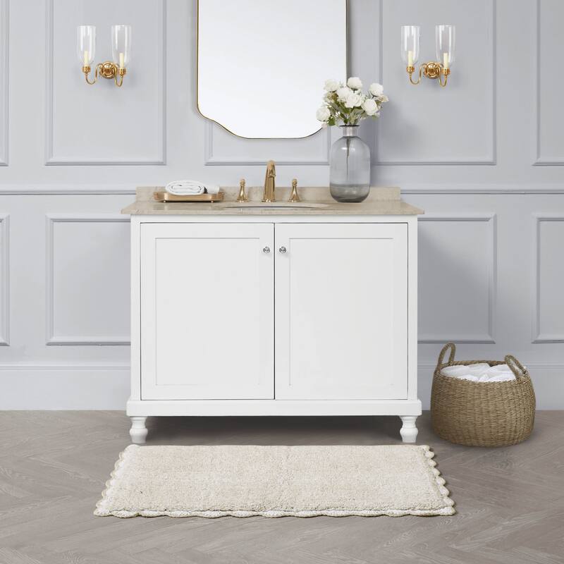 Laura Ashley Heathered Crochet Border Bath Rug
