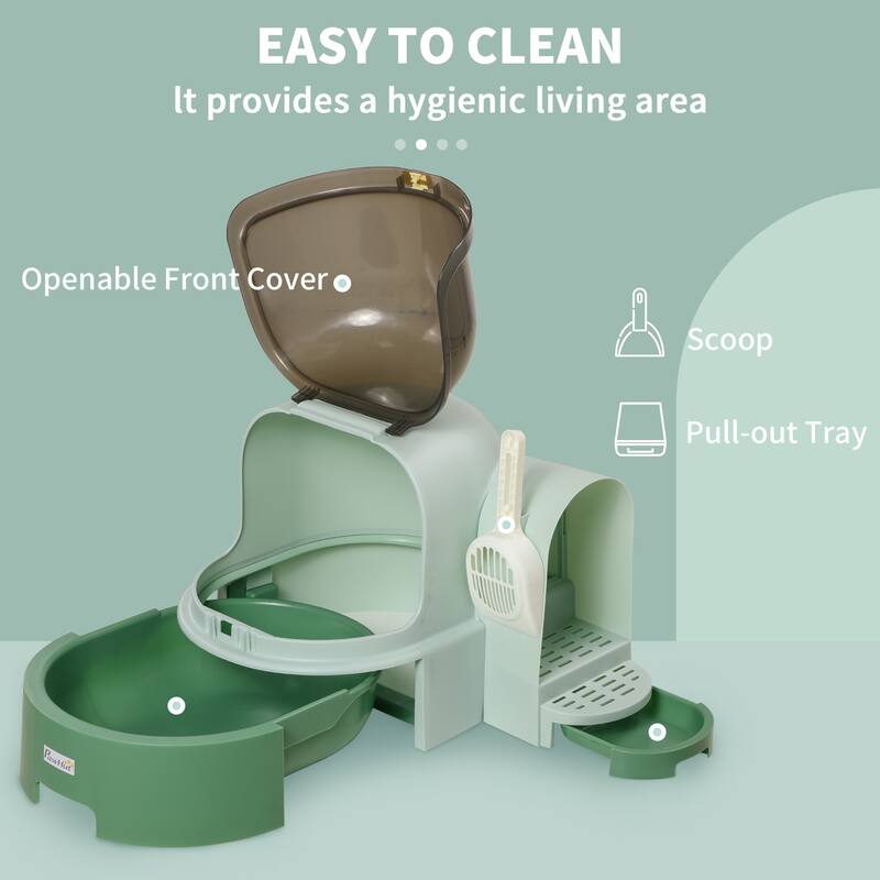 PawHut Cat Litter Box with Lid, Covered Litter Box, Easy to Clean & Open Including Openable Front Cover, Litter Scoop, Green