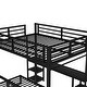 preview thumbnail 10 of 12, Convertible Queen Over Twin XL Metal Loft Bed with Foldable Sofa, Built-In Desk, Shelves, USB Ports & LED Lighting