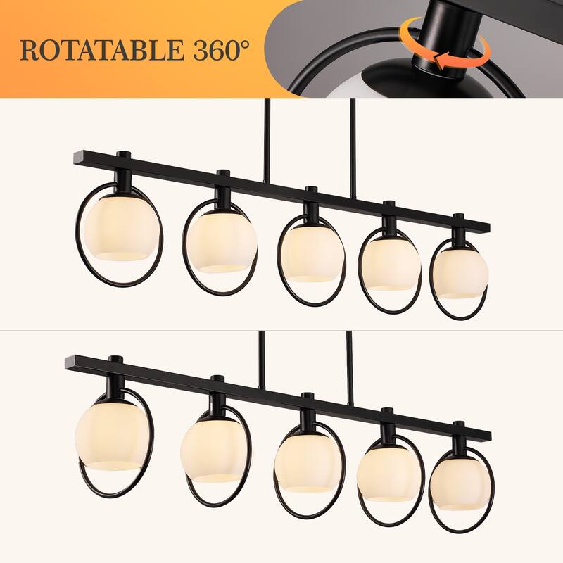 Modern 5-Light Linear Chandelier with Glass Shape