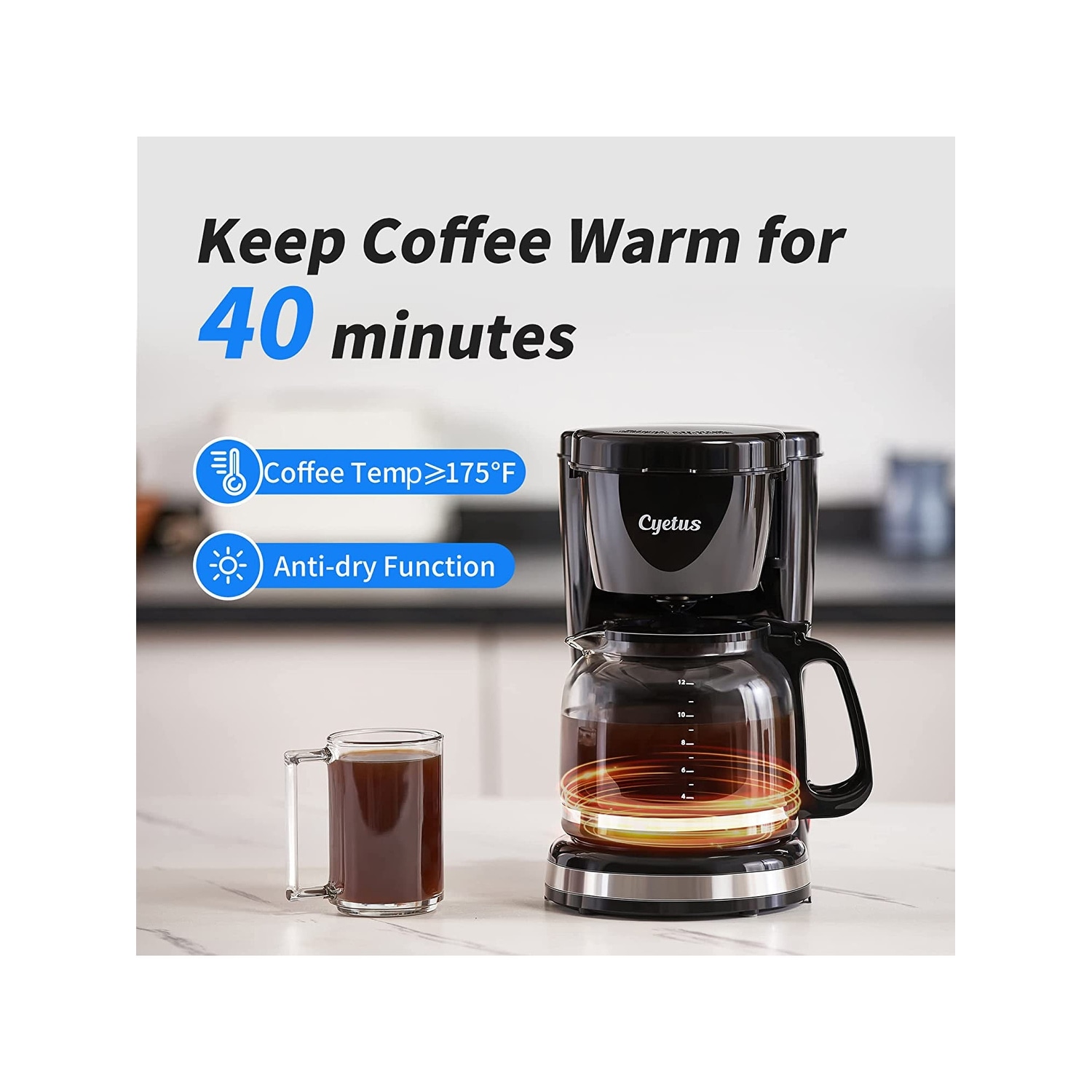 特別価格CYETUS Drip Coffee Maker 12 cup with Permanent Filter and 