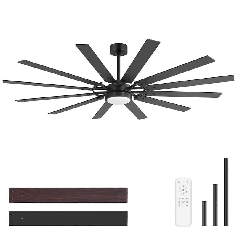 80/72/52/42-IN LED Ceiling Fan with Light Kit and Remote(5/10/12-Blade)