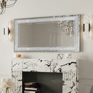 Extra Large Rectangle Glass Crushed Diamond Decor Wall Art Mirror - 48"x24"