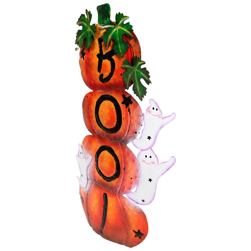 33" Orange and Black Stacked Pumpkins Outdoor Halloween Decoration