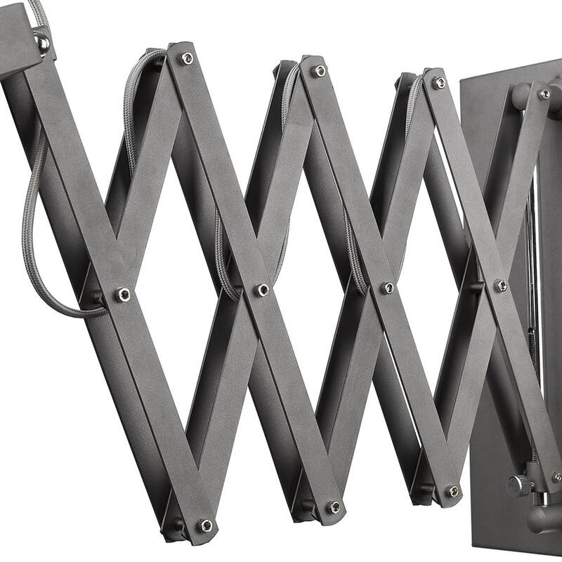 Grey Plug-In Wall Sconce with Metal Shade and Adjustable Arm Dimmable Light Fixture E26 Socket - 13.75" H x 12.25" W x 50" D