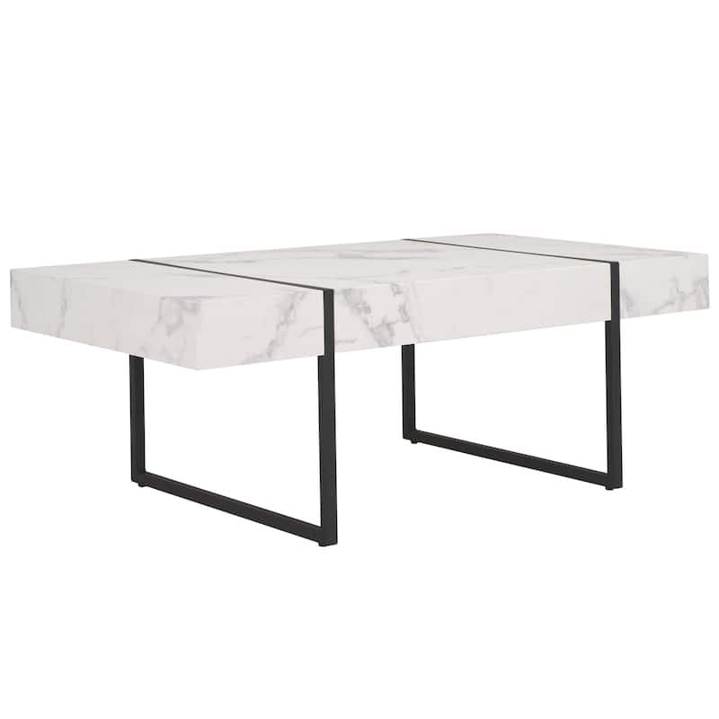 SAFAVIEH Tristan Modern Rustic Rectangular Coffee Table - 43.3" W x 23.6" L x 15.7" H - 43.3" W x 23.6" L x 15.7" H