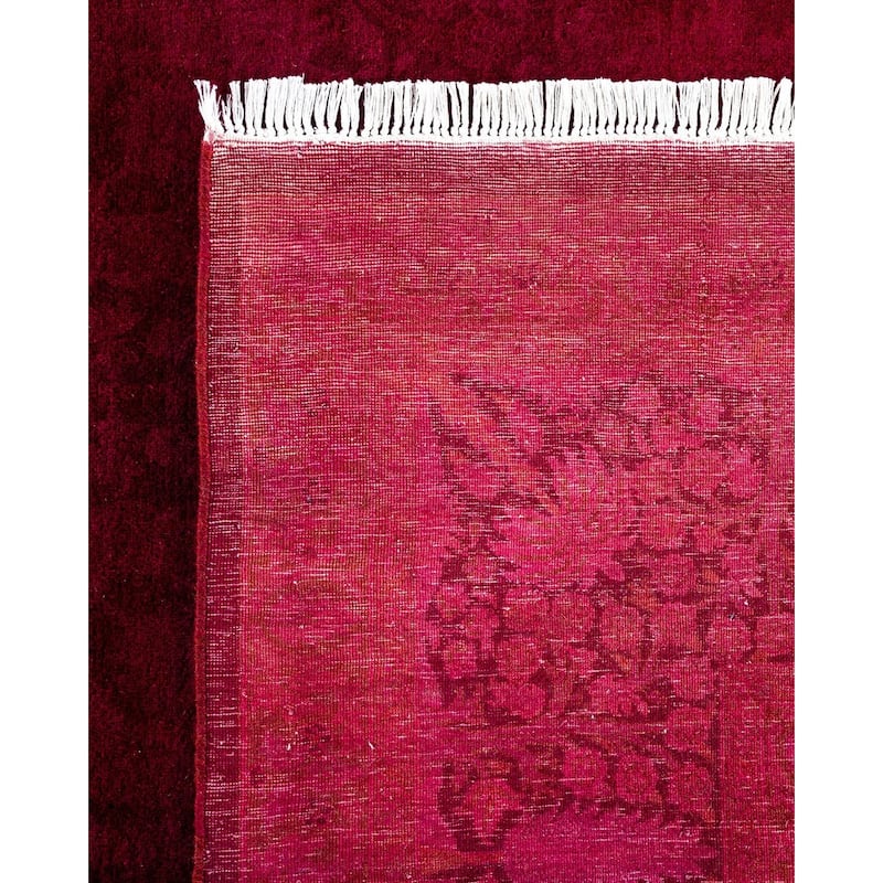 Overton Hand Knotted Wool Vintage Inspired Modern Contemporary Overdyed Burgundy Area Rug - 8' 0" x 10' 2"