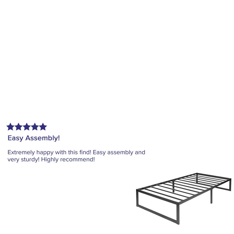 14 Inch Metal Platform Bed Frame/Steel Slat Support/No Box Spring Needed