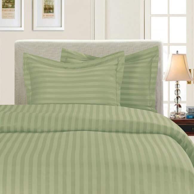 Porch & Den Fairfield Dobby Stripe 3-piece Duvet Cover Set - Sage - Queen/Full - Queen/Full