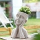 preview thumbnail 2 of 8, Speckled Beige MgO Happy Bust Head Indoor/Outdoor Statue Planter