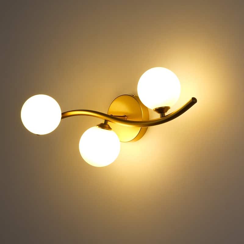 Versatile 3-Light White Glass Globe Wavy Ceiling Light Vanity Sconce
