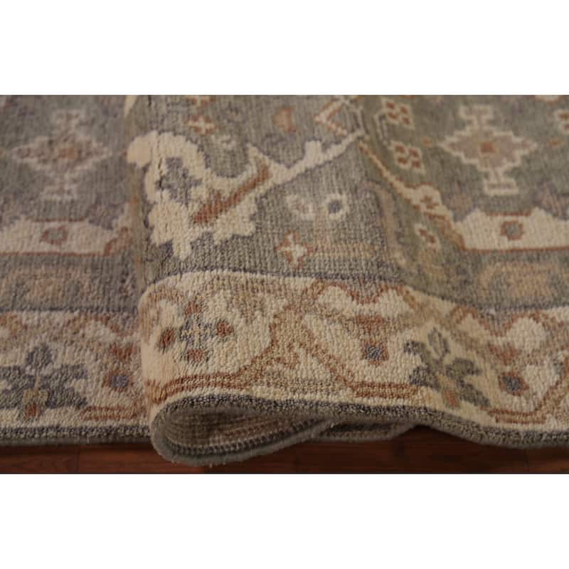 All-Over Oushak Indian Runner Rug Hand-Knotted Wool Carpet - 2'7"x 10'0"