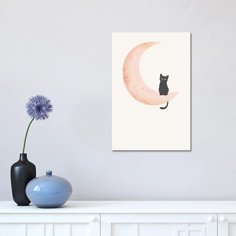 iCanvas "Cat On The Moon" by Nikki Canvas Print - 18x12x1.5